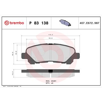 

BREMBO Sada brzdových destiček P 83 138