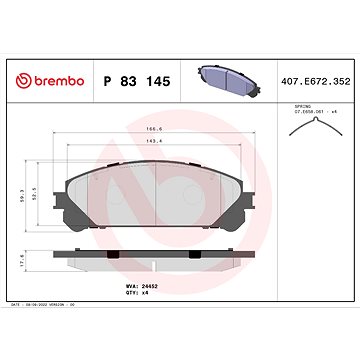 

BREMBO Sada brzdových destiček P 83 145
