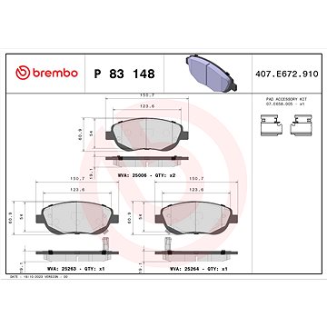 

BREMBO Sada brzdových destiček P 83 148