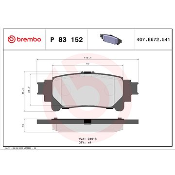 

BREMBO Sada brzdových destiček P 83 152