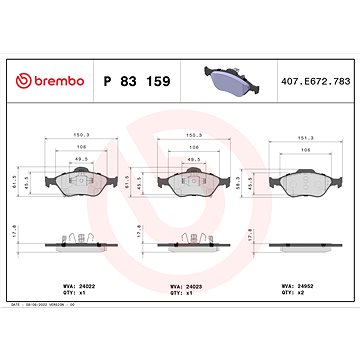

BREMBO Sada brzdových destiček P 83 159