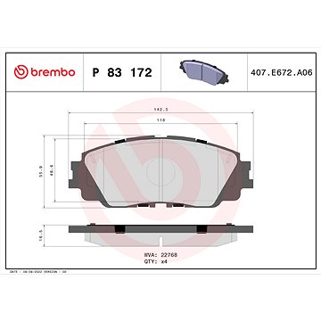 

BREMBO Sada brzdových destiček P 83 172