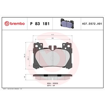 

BREMBO Sada brzdových destiček P 83 181
