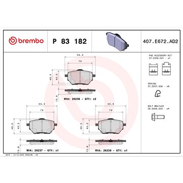 

BREMBO Sada brzdových destiček P 83 182