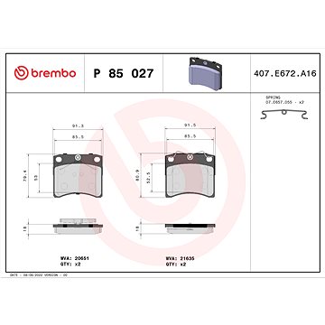 

BREMBO Sada brzdových destiček P 85 027