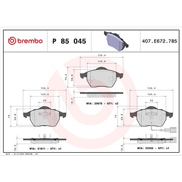 

BREMBO Sada brzdových destiček P 85 045