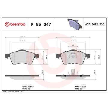 

BREMBO Sada brzdových destiček P 85 047