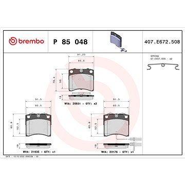 

BREMBO Sada brzdových destiček P 85 048