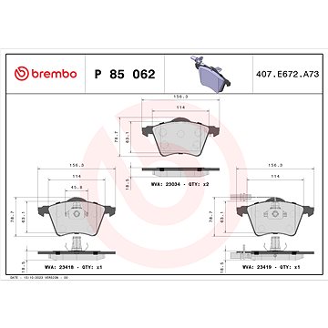 

BREMBO Sada brzdových destiček P 85 062