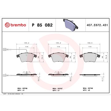 

BREMBO Sada brzdových destiček P 85 082