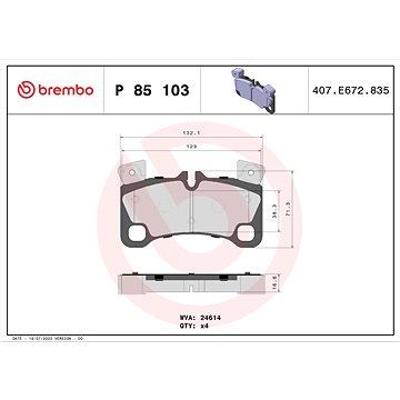 

BREMBO Sada brzdových destiček P 85 103