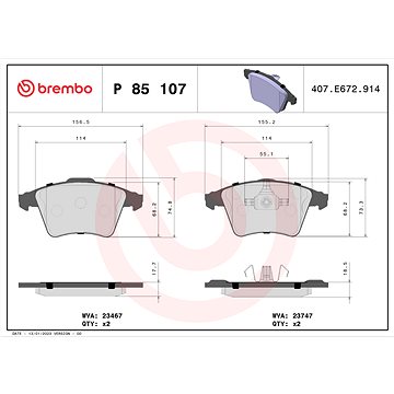 

BREMBO Sada brzdových destiček P 85 107