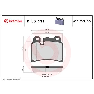 

BREMBO Sada brzdových destiček P 85 111