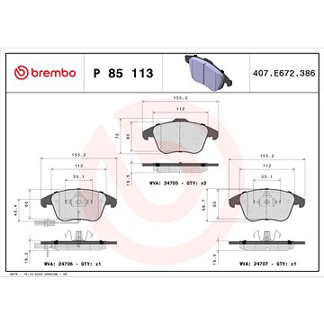 

BREMBO Sada brzdových destiček P 85 113X