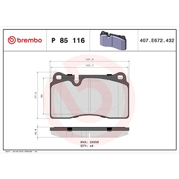 

BREMBO Sada brzdových destiček P 85 116