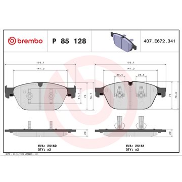 

BREMBO Sada brzdových destiček P 85 128