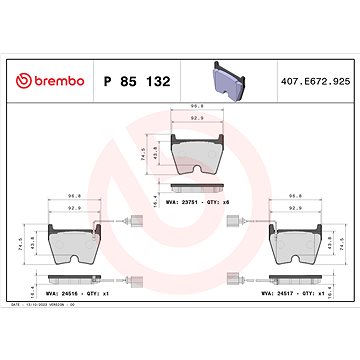 

BREMBO Sada brzdových destiček P 85 132