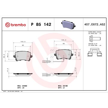 

BREMBO Sada brzdových destiček P 85 142