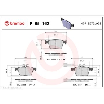 

BREMBO Sada brzdových destiček P 85 162
