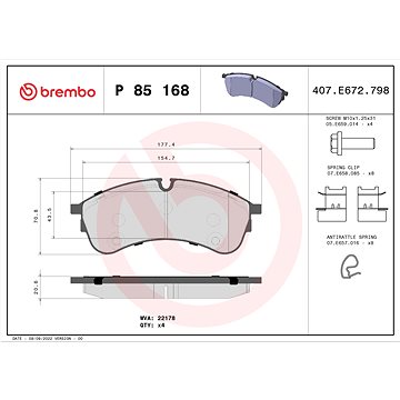 

BREMBO Sada brzdových destiček P 85 168
