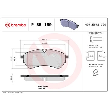 

BREMBO Sada brzdových destiček P 85 169