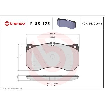 

BREMBO Sada brzdových destiček P 85 175