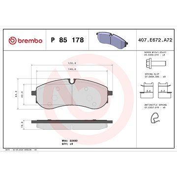 

BREMBO Sada brzdových destiček P 85 178