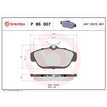 

BREMBO Sada brzdových destiček P 86 007