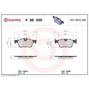 

BREMBO Sada brzdových destiček P 86 030