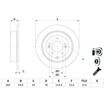 

BOSCH brzdový kotouč 0 986 479 E43, sada 2 ks, sada 2 ks