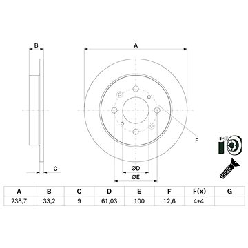

BOSCH brzdový kotouč 0 986 479 F34, sada 2 ks, sada 2 ks