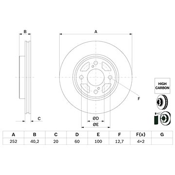 

BOSCH brzdový kotouč 0 986 479 F37, sada 2 ks, sada 2 ks