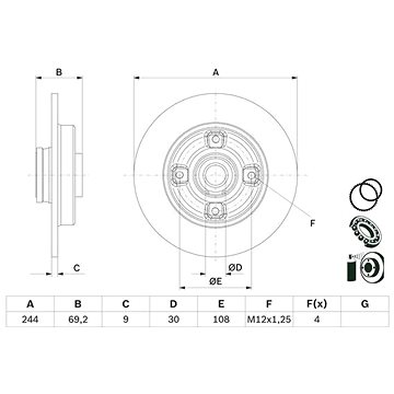 

BOSCH brzdový kotouč 0 986 479 F74, sada 2 ks, sada 2 ks