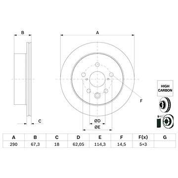

BOSCH brzdový kotouč 0 986 479 G64, sada 2 ks, sada 2 ks