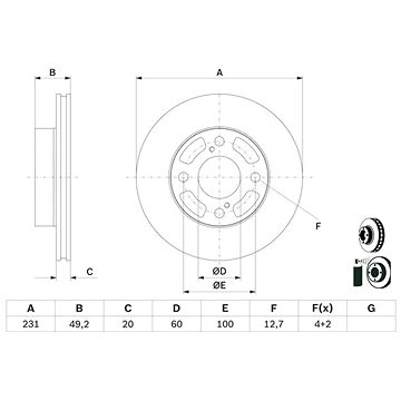 

BOSCH brzdový kotouč 0 986 479 G91, sada 2 ks, sada 2 ks