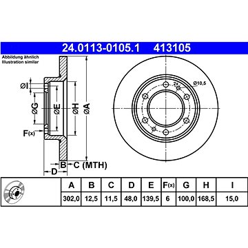 

ATE 413105 brzdový kotouč 24.0113-0105.1, sada 2 ks, sada 2 ks