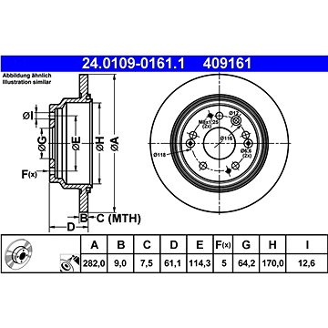 

ATE 409161 brzdový kotouč 24.0109-0161.1, sada 2 ks, sada 2 ks
