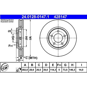 

ATE 428147 brzdový kotouč 24.0128-0147.1, sada 2 ks, sada 2 ks