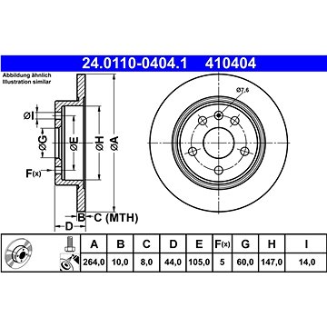 

ATE 410404 brzdový kotouč 24.0110-0404.1, sada 2 ks, sada 2 ks