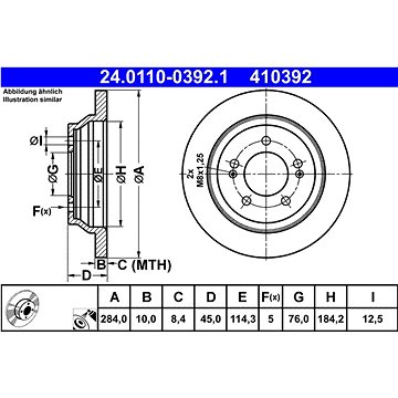 

ATE 410392 brzdový kotouč 24.0110-0392.1, sada 2 ks, sada 2 ks
