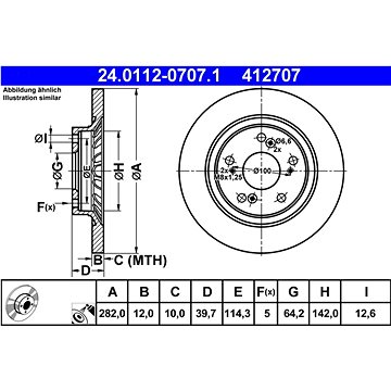 

ATE 412707 brzdový kotouč 24.0112-0707.1, sada 2 ks, sada 2 ks
