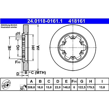 

ATE 418161 brzdový kotouč 24.0118-0161.1, sada 2 ks, sada 2 ks