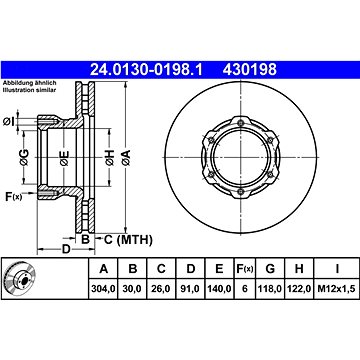 

ATE 430198 brzdový kotouč 24.0130-0198.1, sada 2 ks, sada 2 ks