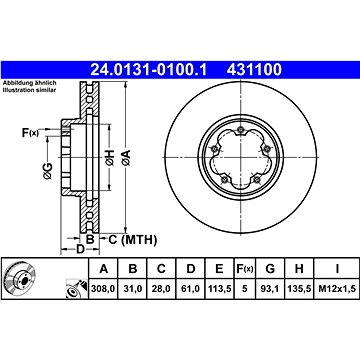 

ATE 431100 brzdový kotouč 24.0131-0100.1, sada 2 ks