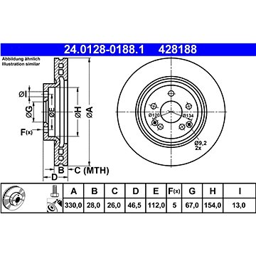 

ATE 428188 brzdový kotouč 24.0128-0188.1, sada 2 ks