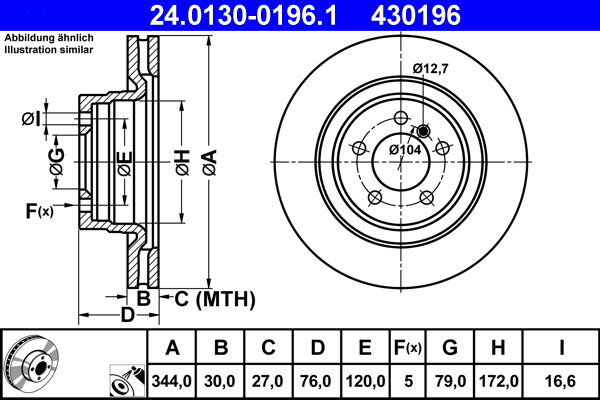 

ATE 430196 brzdový kotouč 24.0130-0196.1, sada 2 ks