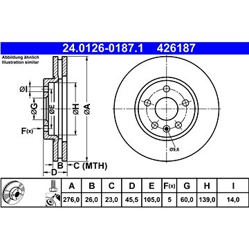 

ATE 426187 brzdový kotouč 24.0126-0187.1, sada 2 ks