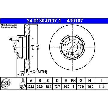 

ATE 430107 brzdový kotouč 24.0130-0107.1, sada 2 ks