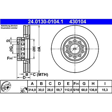 

ATE 430104 brzdový kotouč 24.0130-0104.1, sada 2 ks