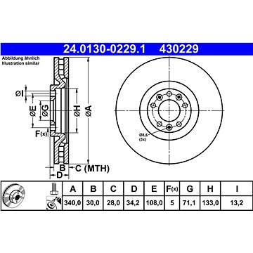 

ATE 430229 brzdový kotouč 24.0130-0229.1, sada 2 ks